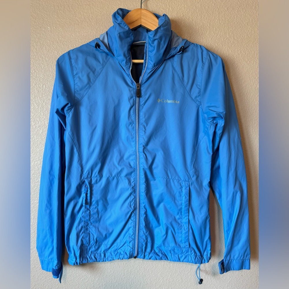 Columbia Switchback III Jacket Women's Size Small Harbor Blue Hooded Packable